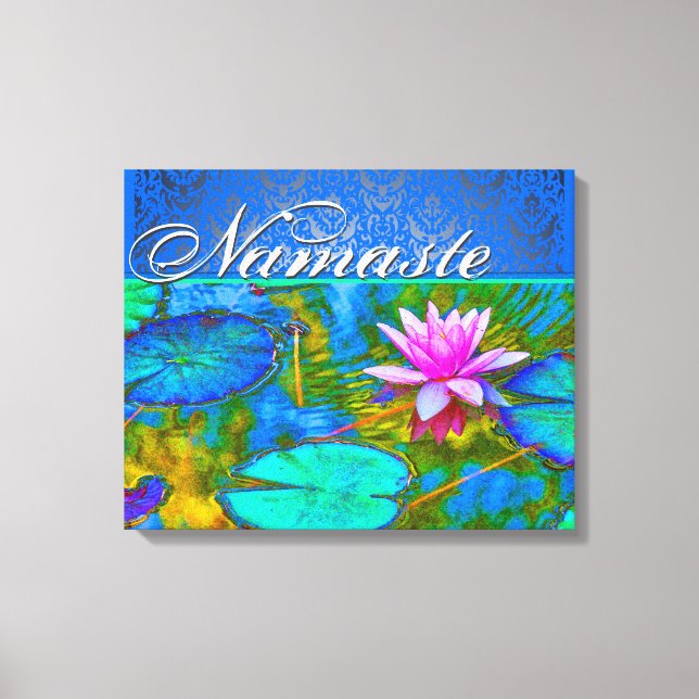 Zen Lotus Yoga Practioner's Elegant Damask Leinwanddruck (Vorderseite)