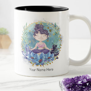 Zen Mädchen Yoga Spa Steine Kristalle Blumen Spiri Kaffeetasse