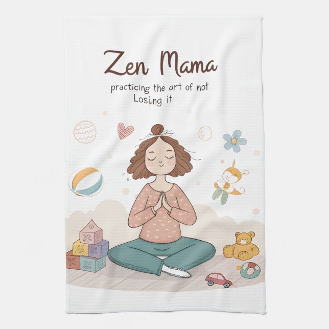 Zen Mama Calm Motherhood Art Geschirrtuch (Vertikal)