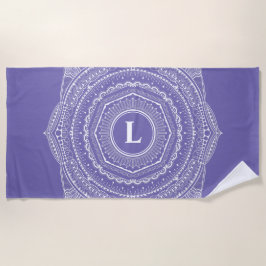 Zen Mandala Monogram Lavender HandGezeichnet Spitz Strandtuch