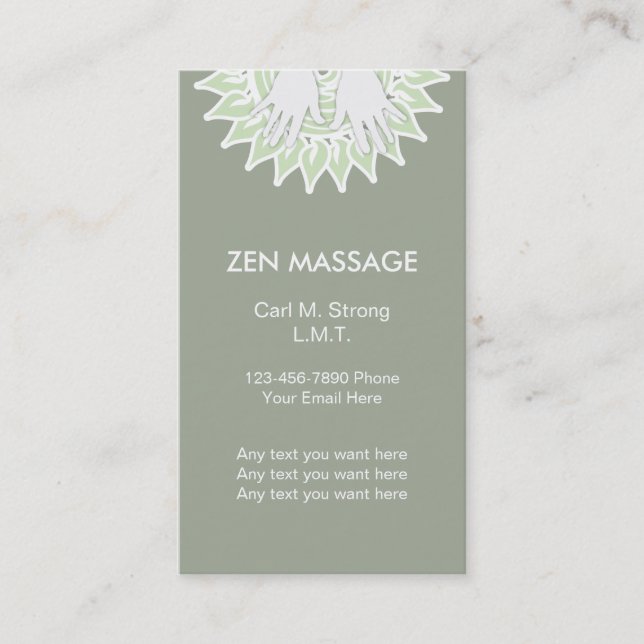 Zen Massage Business Cards Visitenkarte (Vorderseite)