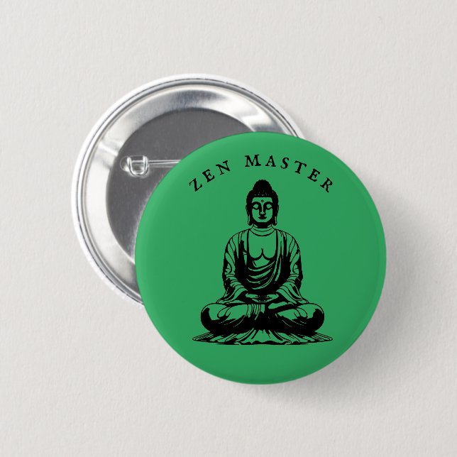 Zen Master - Buddha Meditation Grün Button (Vorne & Hinten)