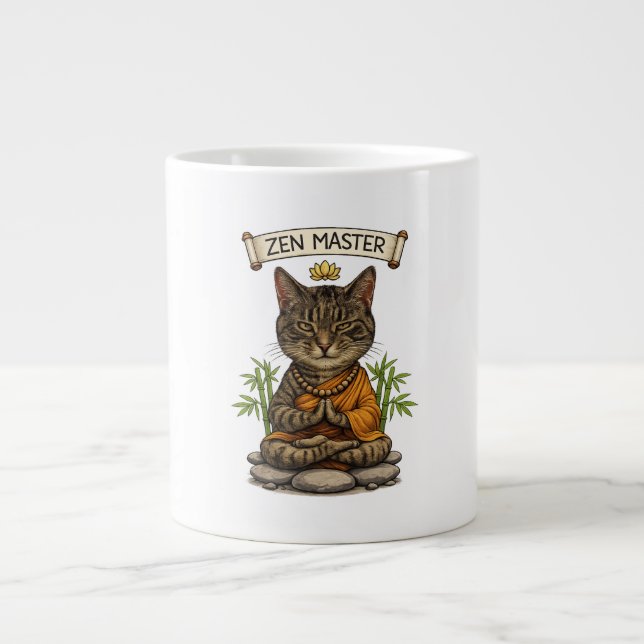 Zen Master Cat Funny Chill Gray Tabby Cat Gift  Jumbo-Tasse (Vorderseite)