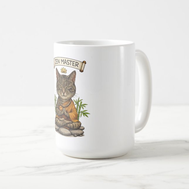 Zen Master Cat Funny Chill Gray Tabby Cat Gift  Kaffeetasse (VorderseiteRechts)
