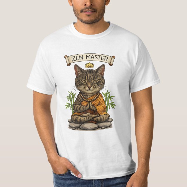 Zen Master Cat Funny Chill Gray Tabby Cat Gift  T-Shirt (Vorderseite)
