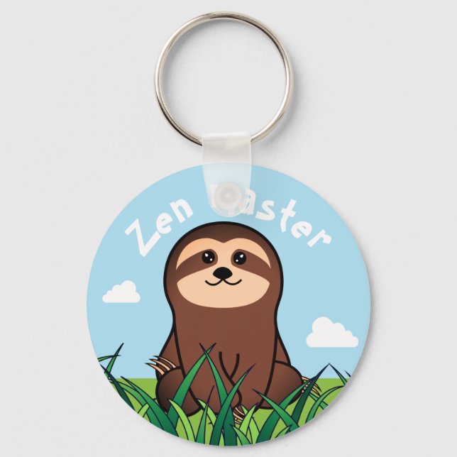 "Zen Master" kawaii Sloth Schlüsselanhänger (Vorderseite)