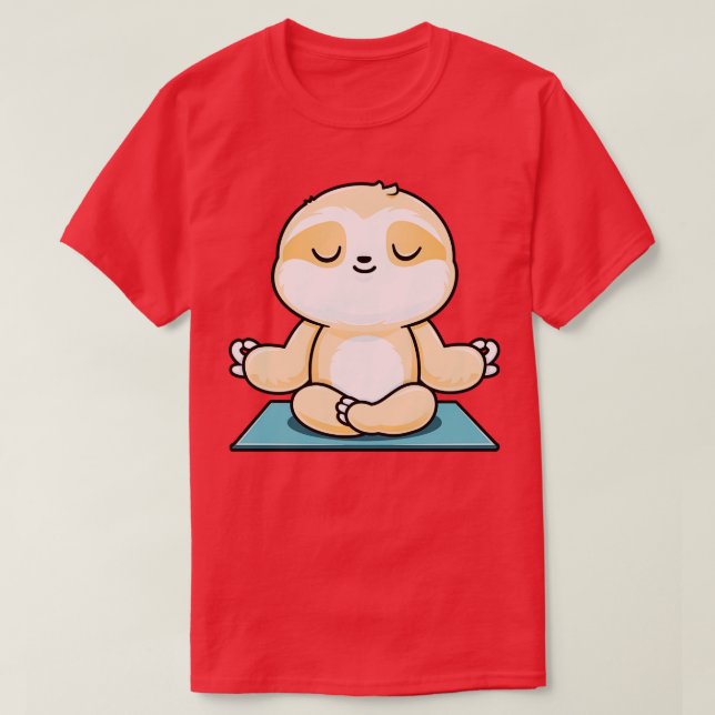 Zen Meditating Sloth Niedlich Yoga T-Shirt (Design vorne)