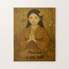 Zen Meditation Kunst Mindfulness Yoga Braun Custom Puzzle