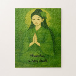 Zen Meditation Kunst Mindfulness Yoga Green Custom Puzzle