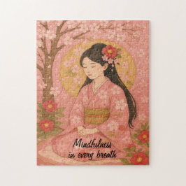 Zen Meditation Kunst Mindfulness Yoga Pink Custom Puzzle
