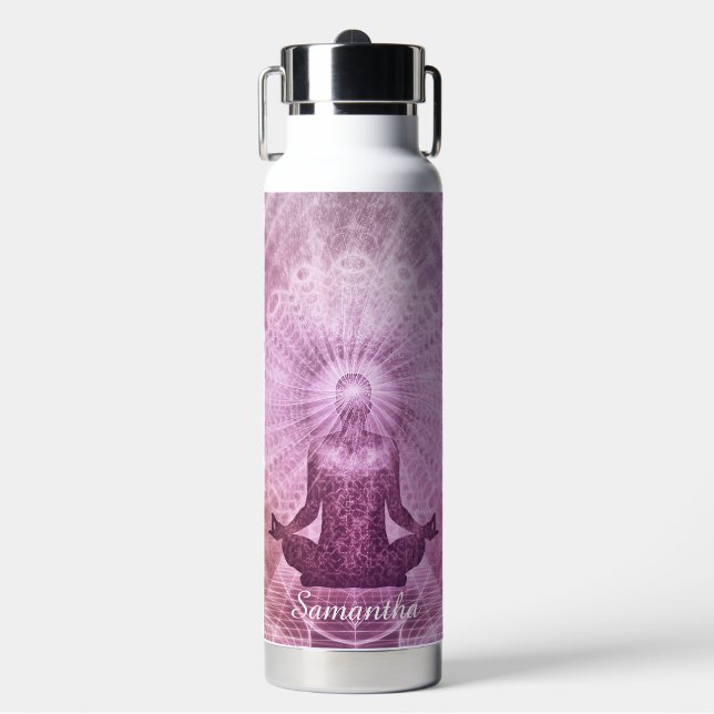 Zen Meditation Lila Personalisiert Trinkflasche (Vorderseite)