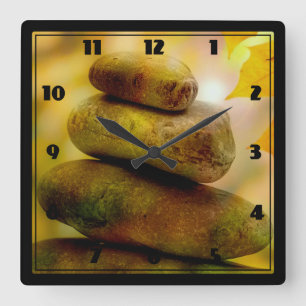 Zen meditation stones quadratische wanduhr