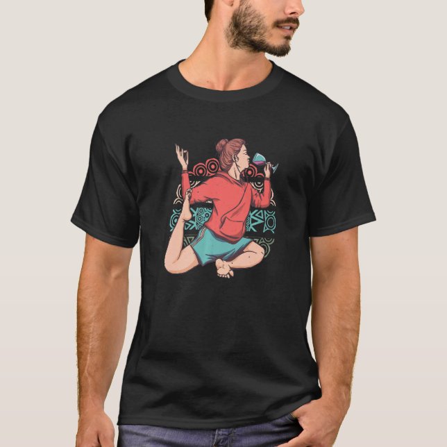 Zen Meditation Yoga Eka Pada Rajakapotasana Wine O T-Shirt (Vorderseite)