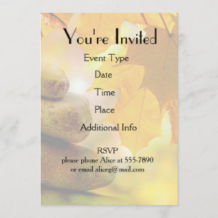 Zen-Meditationsteine und Ahornmassage-Blätter Einladung