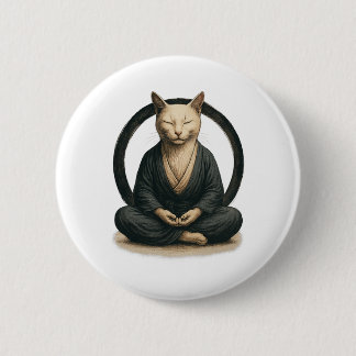 Zen meditierende Katze – Enso-Kreis achtsame Yoga- Button