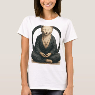 Zen meditierende Katze – Enso-Kreis achtsame Yoga- T-Shirt