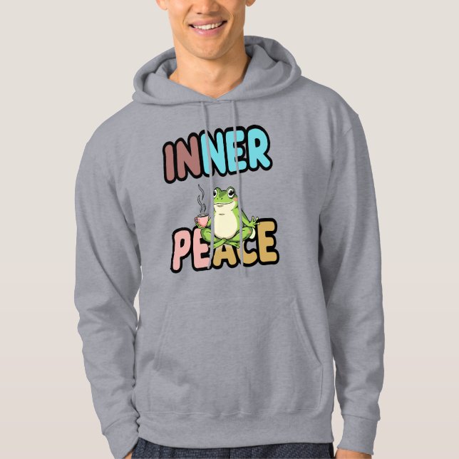 Zen meditierender Frosch Inner Peace Hoodie  (Vorderseite)