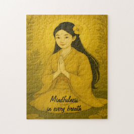 Zen Medizin Kunst Mindfulness Yoga Gelbe Angewohnh Puzzle