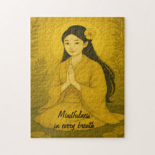 Zen Medizin Kunst Mindfulness Yoga Gelbe Angewohnh Puzzle