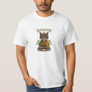 Zen-Meister-Katze Lustige Chill Graue Tabby-Katze  T-Shirt
