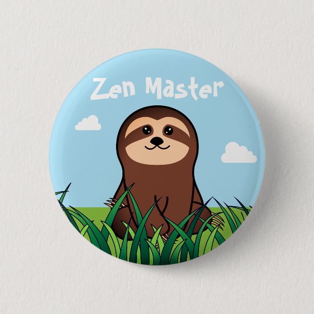 "Zen-Meister" kawaii Trägheit Button (Vorderseite)