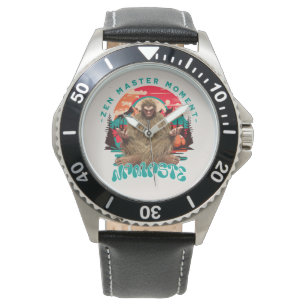 Zen-Meister-Moment Bigfoot-Meditation Retro-Art Armbanduhr