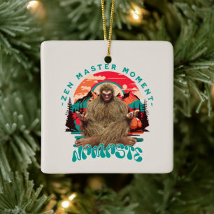 Zen-Meister-Moment Bigfoot-Meditation Retro-Art Keramikornament