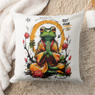 Zen-Modus aktiviert meditierender Frosch-Mönch Kissen