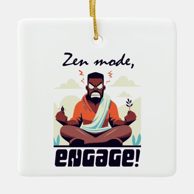 Zen-Modus, Engage! ⚡ Erwachsene ist ein Glitch Keramikornament (Vorderseite)