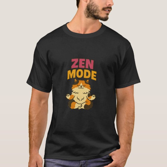Zen-Modus-Kitty-Katze meditierend T-Shirt (Vorderseite)