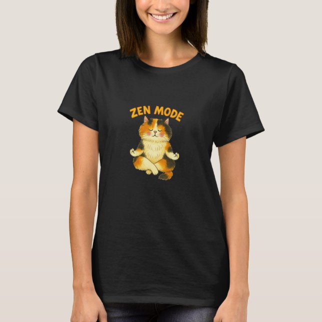 Zen-Modus-Kitty-Katze meditiert T-Shirt (Vorderseite)