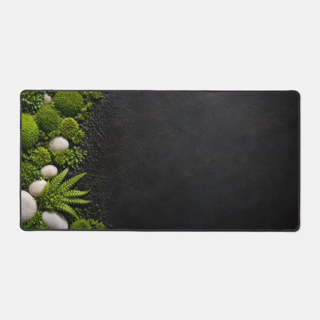Zen Mossy Forest Floor and Stone Desk Mat Schreibtischunterlage (Vorderseite)