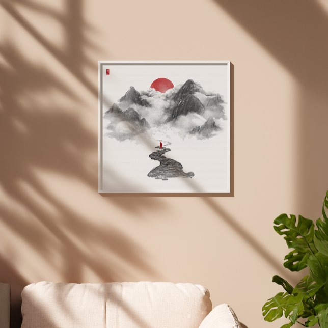 Zen Mountain Cloud Path Art Print - Tinte Decke Poster (Von Creator hochgeladen)