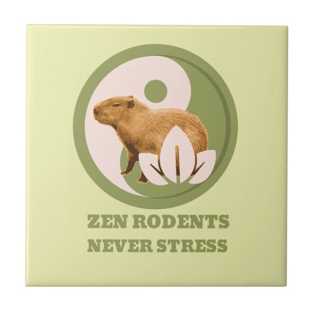 Zen-Nagetiere Stressen Nie Capybara Humor Fliese (Vorderseite)
