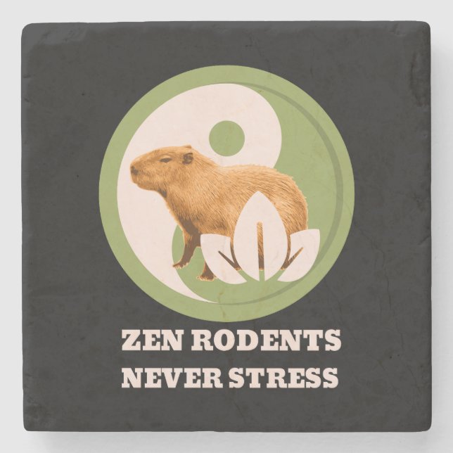 Zen-Nagetiere Stressen Nie Capybara Humor Steinuntersetzer (Vorderseite)