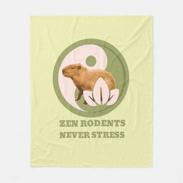 Zen-Nagetiere Stressfrei Capybara Humor Fleecedecke (Vorderseite)
