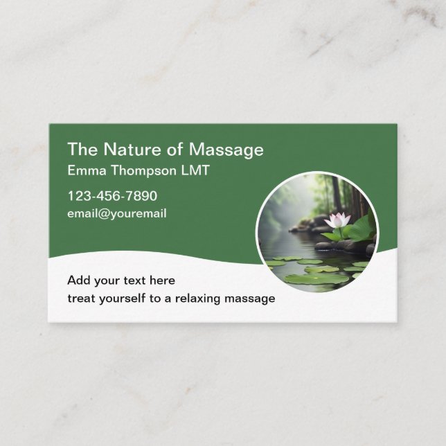Zen Nature Theme Massage Therapist Business Cards Visitenkarte (Vorderseite)