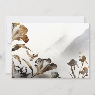 Zen Nebelberg Vögel Minimalistische Natur Feiertagskarte