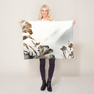 Zen Nebelberg Vögel Minimalistische Natur Fleecedecke