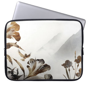 Zen Nebelberg Vögel Minimalistische Natur Laptopschutzhülle
