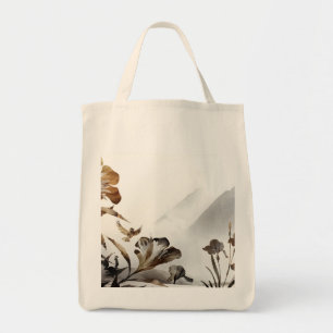 Zen Nebelberg Vögel Minimalistische Natur Tragetasche