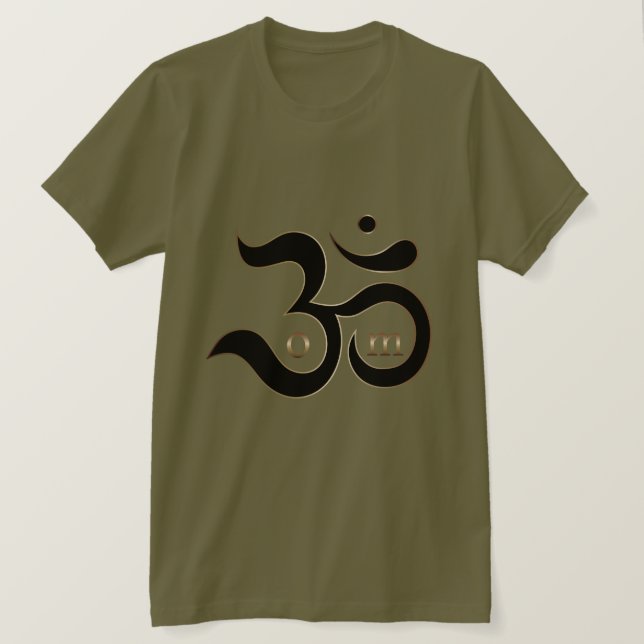 Zen Om Om Symbol Gold Glitzer Oliven-grünes Shirt (Design vorne)