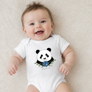 Zen-Panda-Bär-Blauer-Lotus-Yin-Yang-Grün Baby Strampler