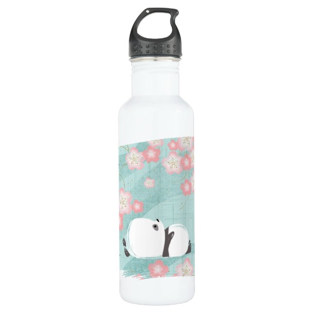 Zen-Panda-hohe Flasche (Pflaumen-Blüten) Edelstahlflasche (Vorderseite)