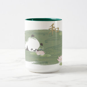 Zen-Panda-Wasser-Lilien-Tasse Zweifarbige Tasse