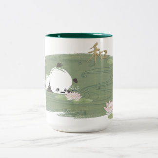 Zen-Panda-Wasser-Lilien-Tasse Zweifarbige Tasse