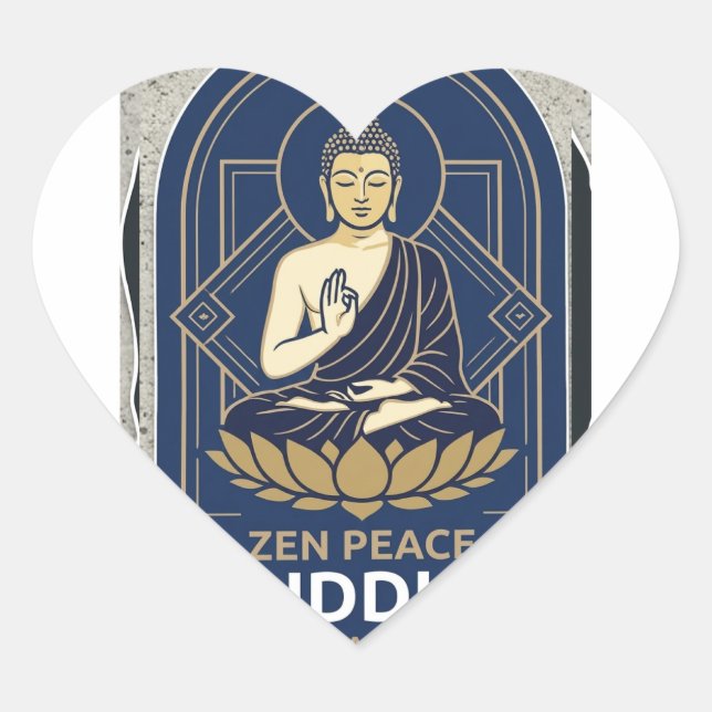 Zen Peace Buddha Heart Shape Sticker (Vorderseite)