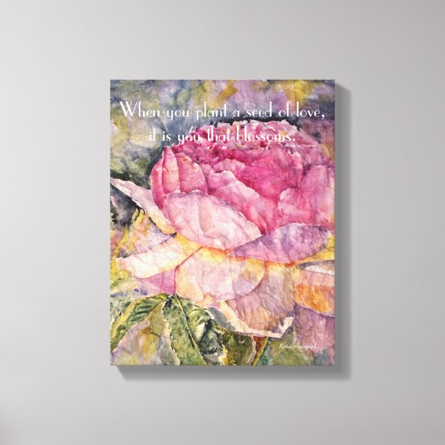 Zen Quote Rose Aquarellbilder drucken Leinwanddruck (Vorderseite)