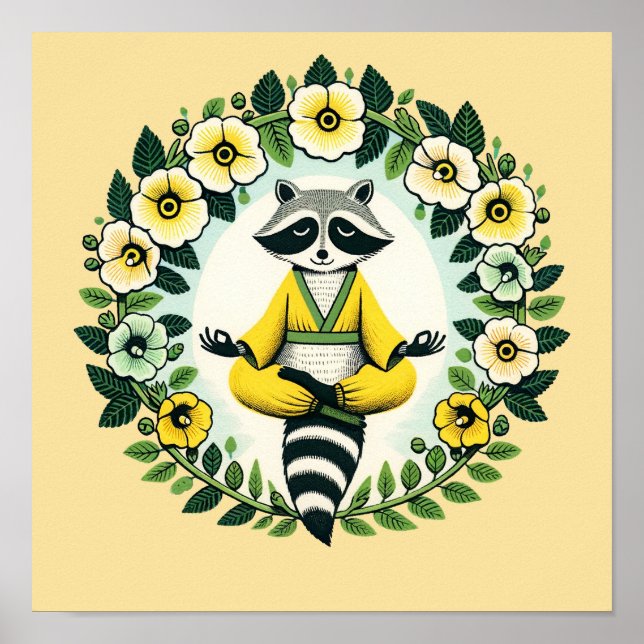 Zen Raccoon Medizin Raccoons Yoga Poster (Vorne)