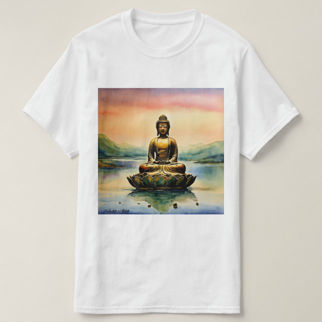 Zen-Reflektionen: Buddha Meditation Kontur sammeln T-Shirt (Design vorne)